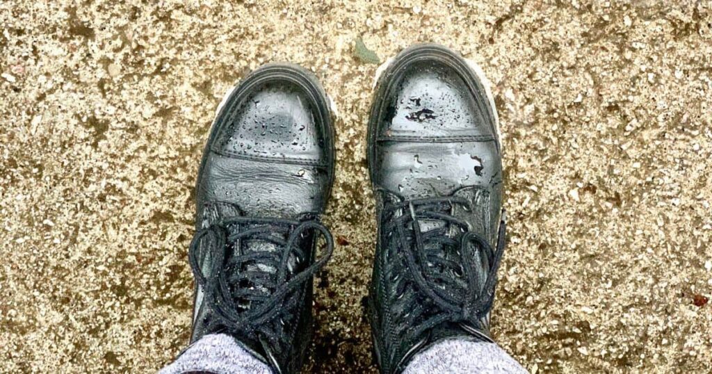 Waterproofed Black Leather Combat Boot
